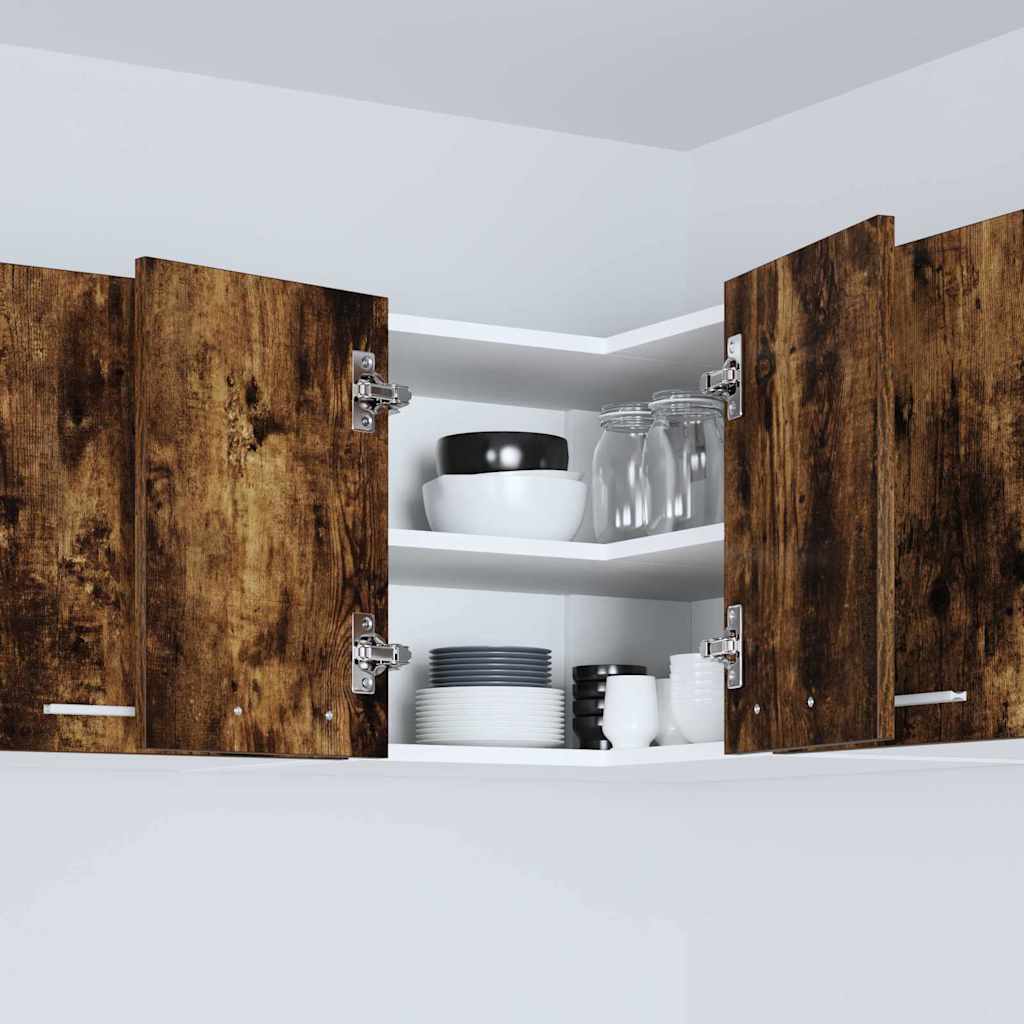 Hanging Cabinet Smoked Oak and White 57 x 57 x 40 cm