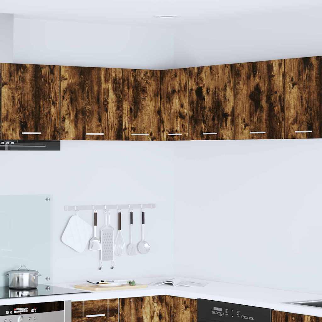 Hanging Cabinet Smoked Oak and White 57 x 57 x 40 cm