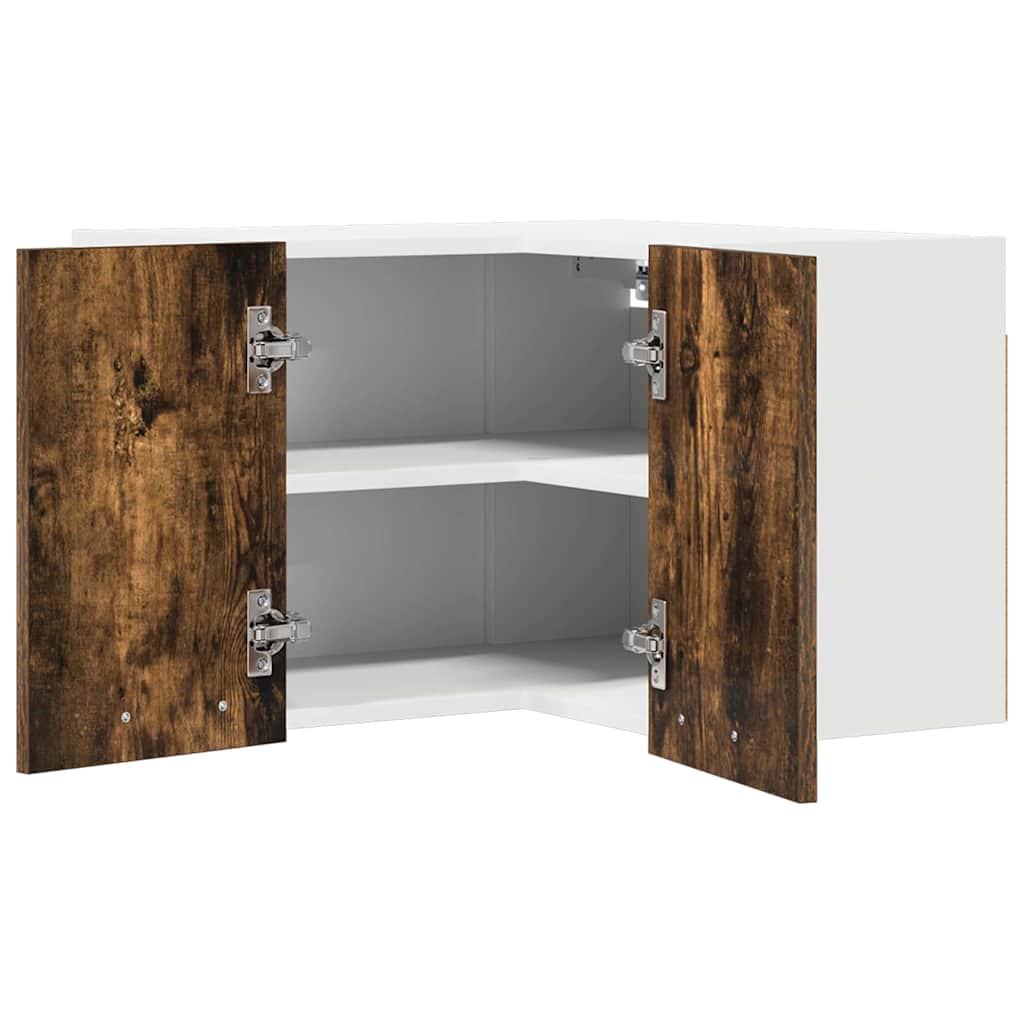 Hanging Cabinet Smoked Oak and White 57 x 57 x 40 cm