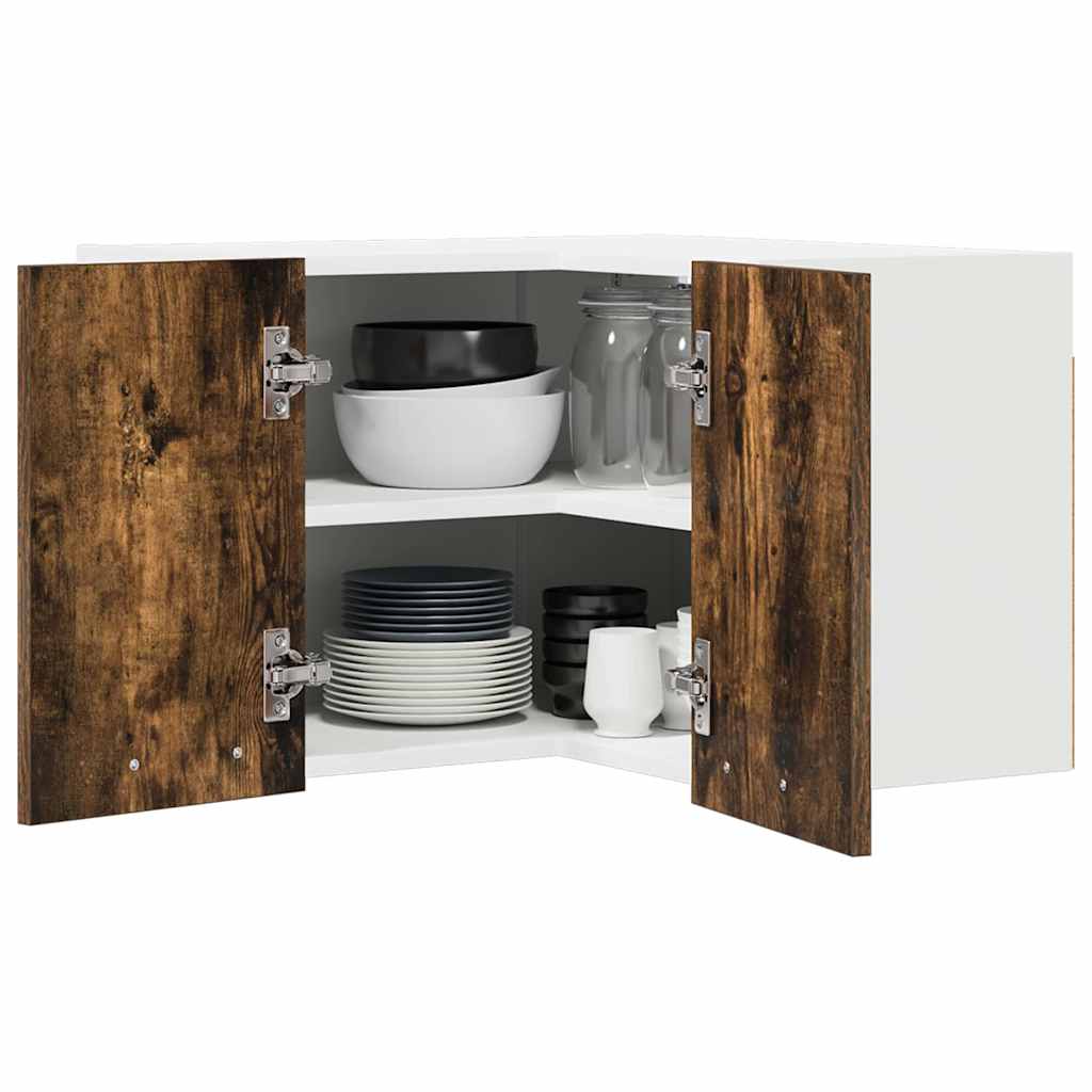 Hanging Cabinet Smoked Oak and White 57 x 57 x 40 cm