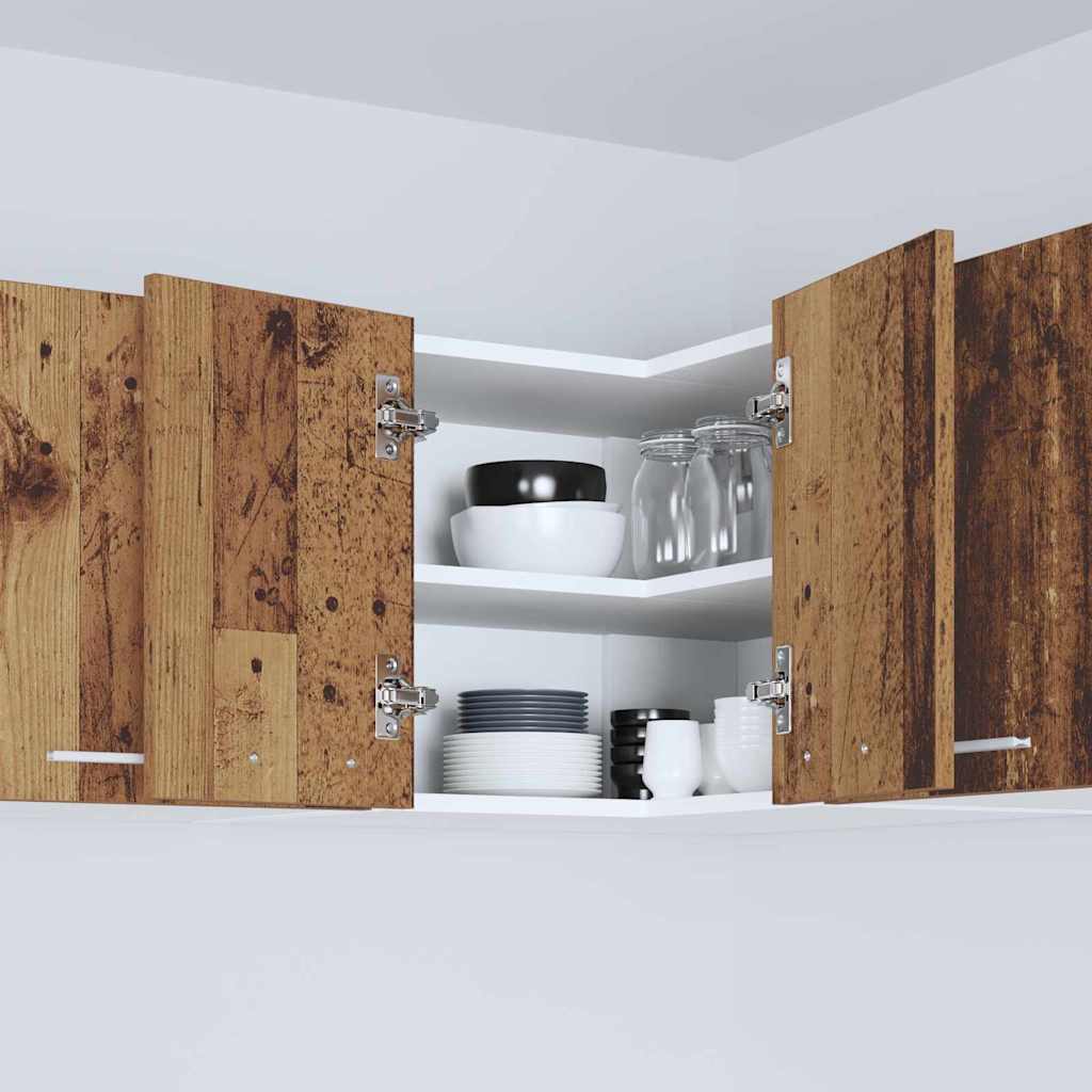 Hanging Cabinet Old Wood and White 57 x 57 x 40 cm