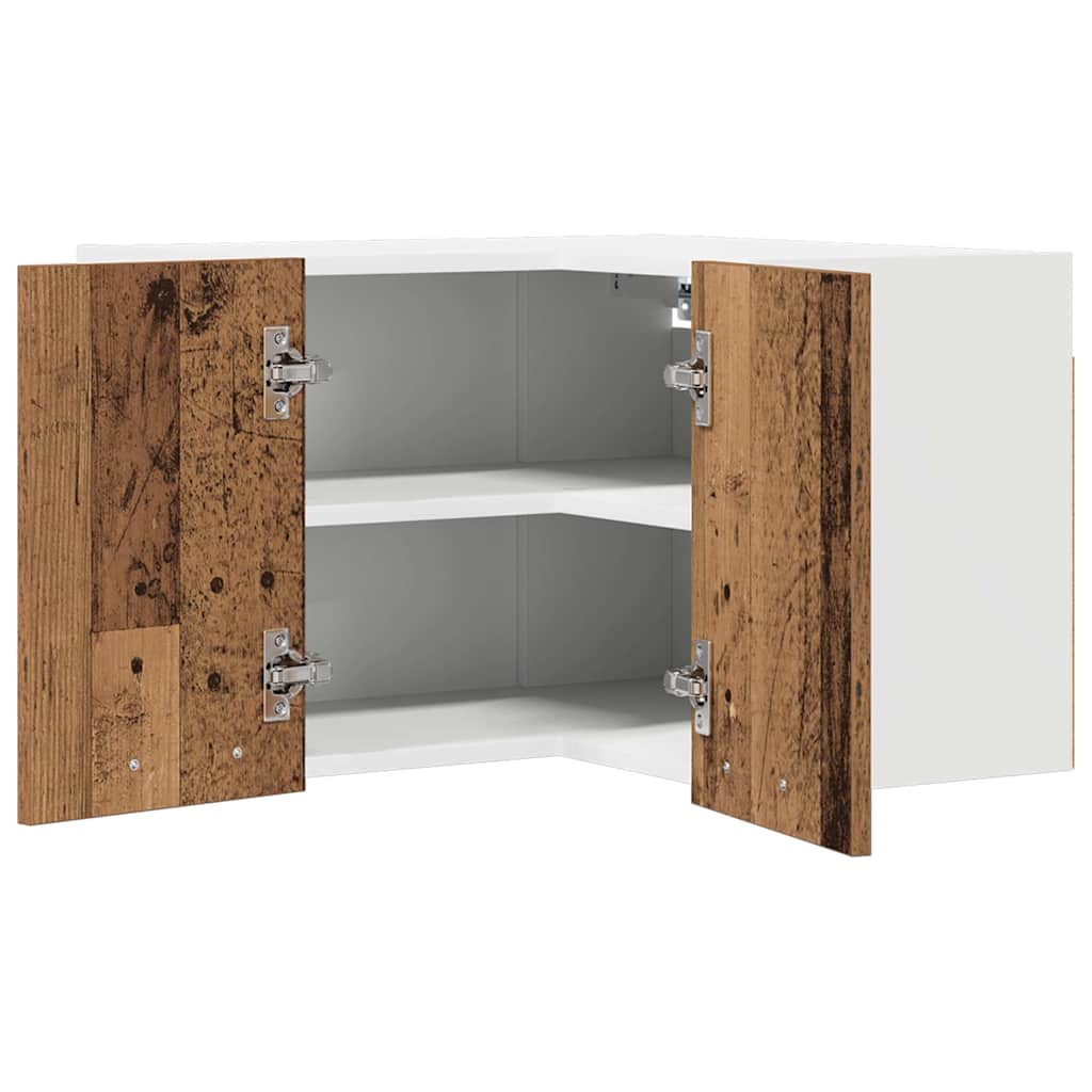 Hanging Cabinet Old Wood and White 57 x 57 x 40 cm