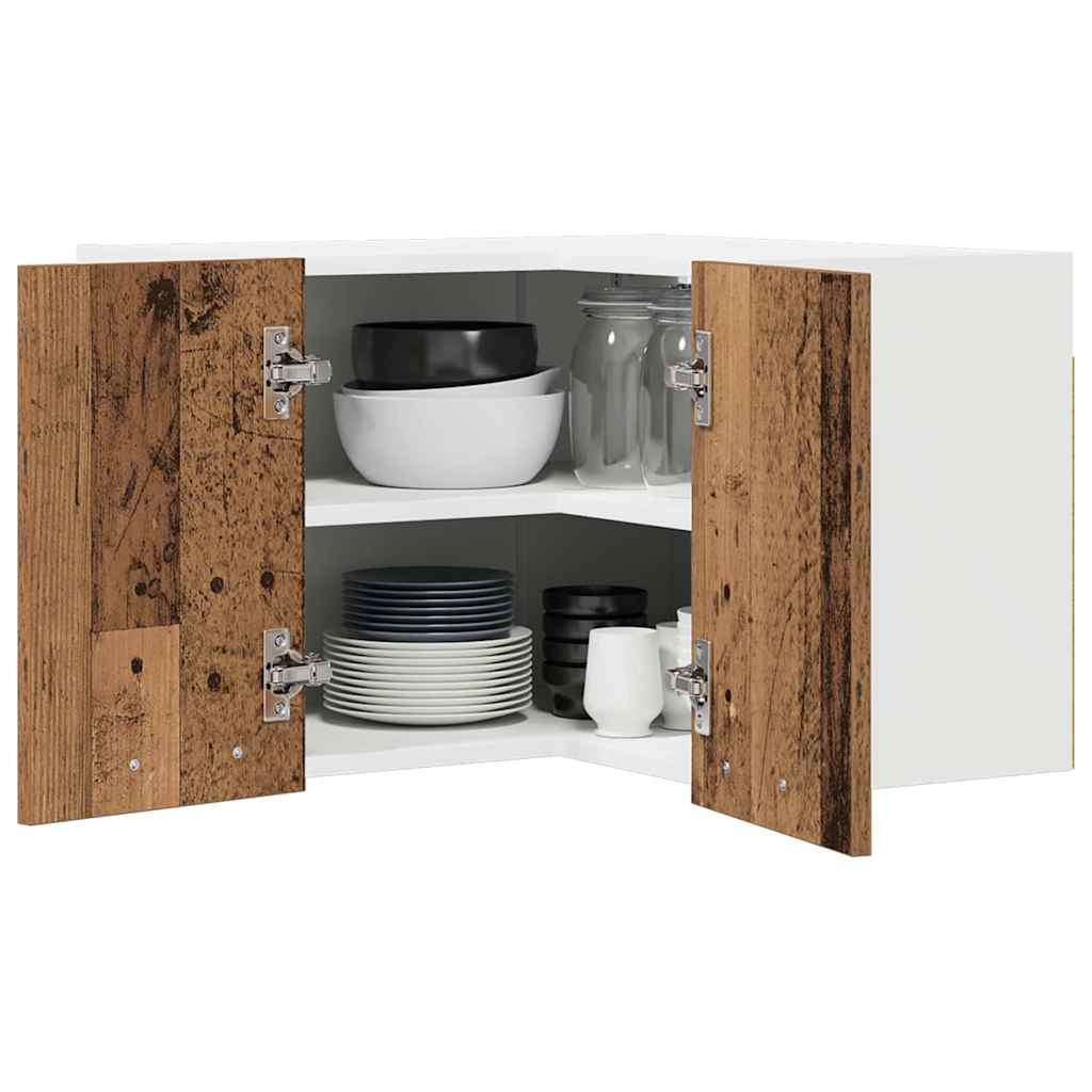 Hanging Cabinet Old Wood and White 57 x 57 x 40 cm