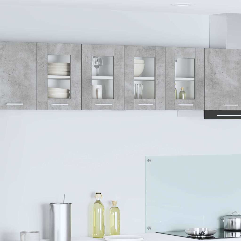 Hanging Cabinet with Door 2 pcs Concrete Grey 60 x 31 x 40 cm