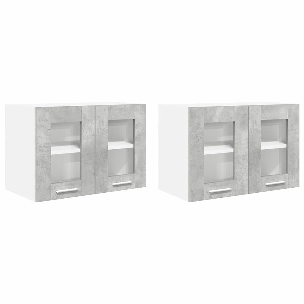Hanging Cabinet with Door 2 pcs Concrete Grey 60 x 31 x 40 cm