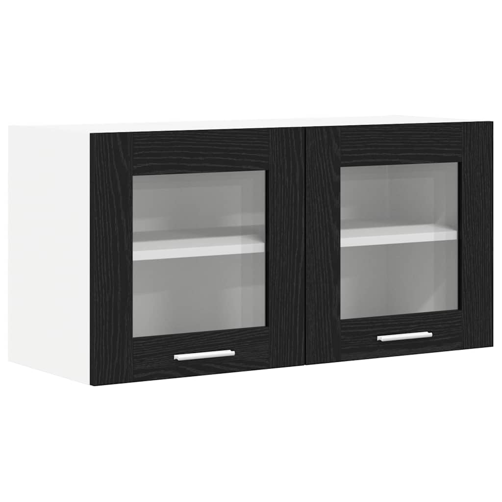 Hanging Cabinet Black Oak and White 80 x 31 x 40 cm
