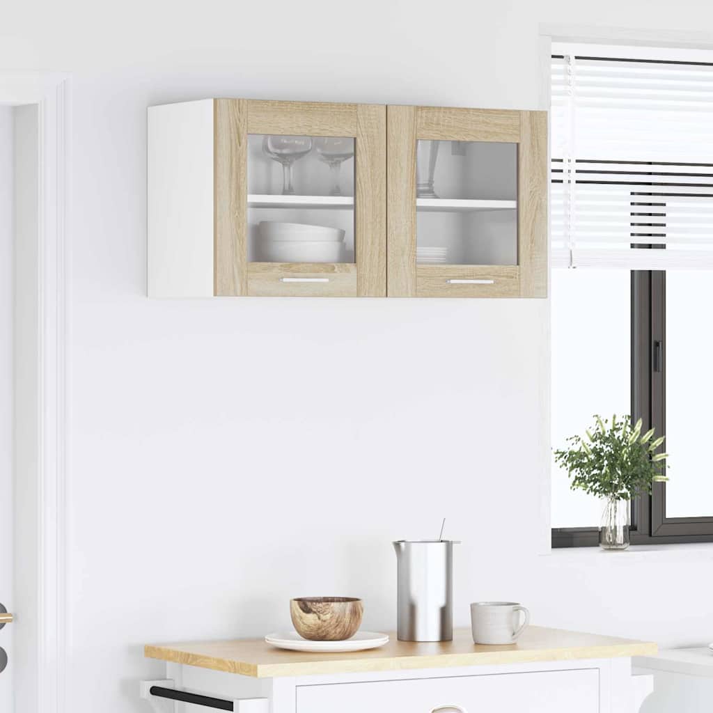 Hanging Cabinet Sonoma Oak and White 80 x 31 x 40 cm
