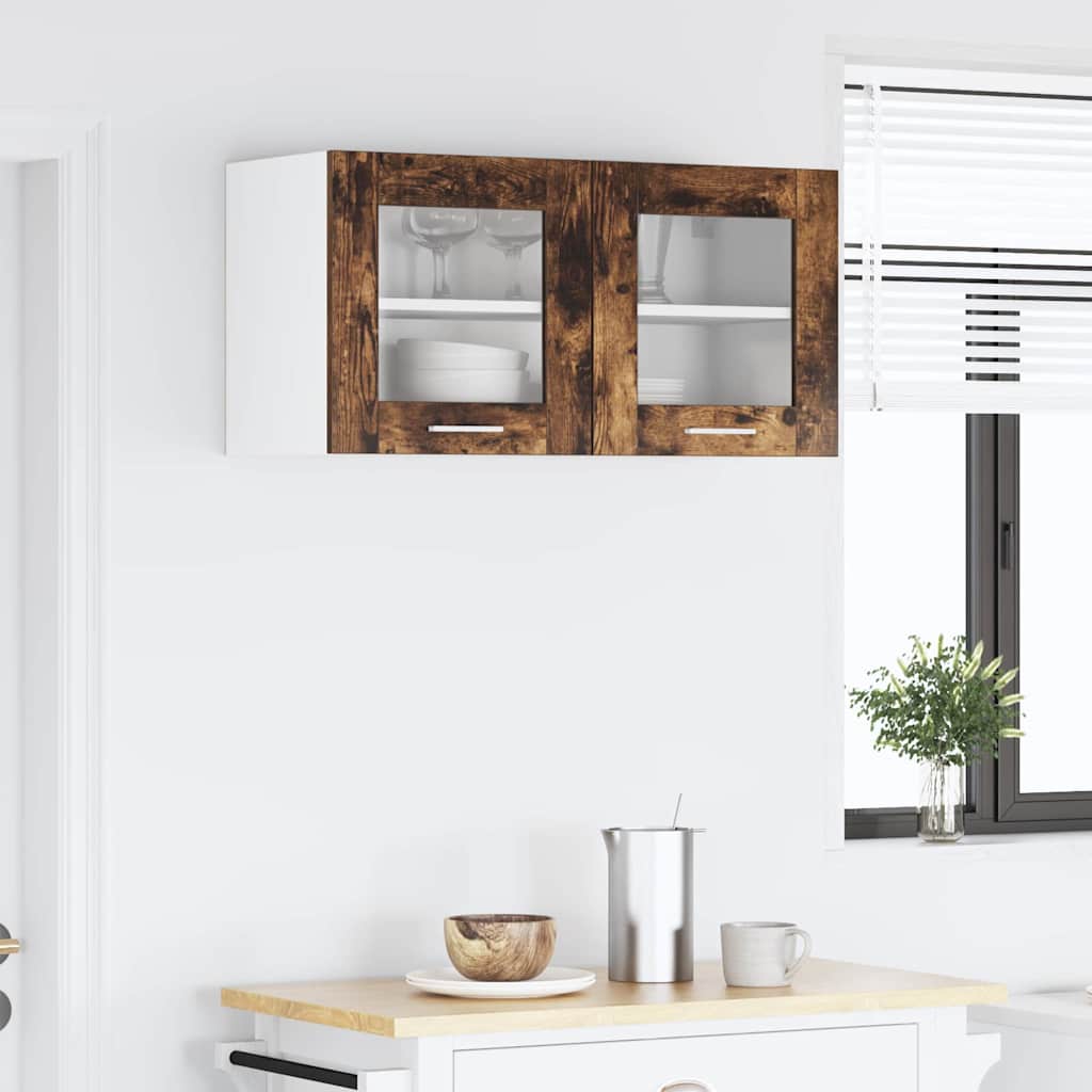 Hanging Cabinet Smoked Oak and White 80 x 31 x 40 cm