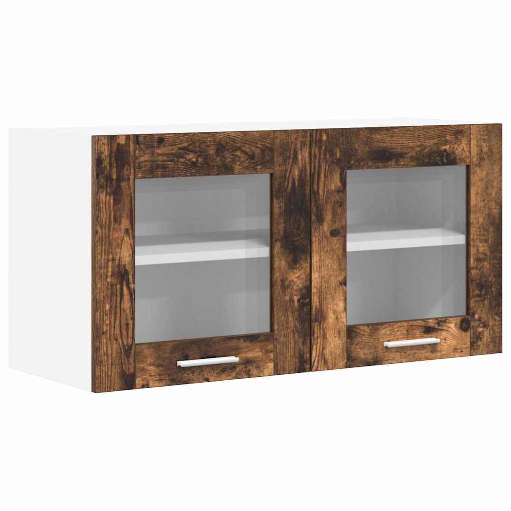 Hanging Cabinet Smoked Oak and White 80 x 31 x 40 cm