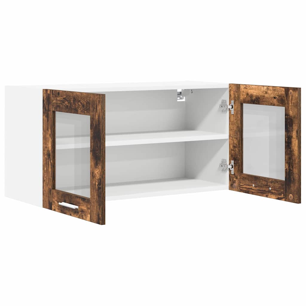 Hanging Cabinet Smoked Oak and White 80 x 31 x 40 cm