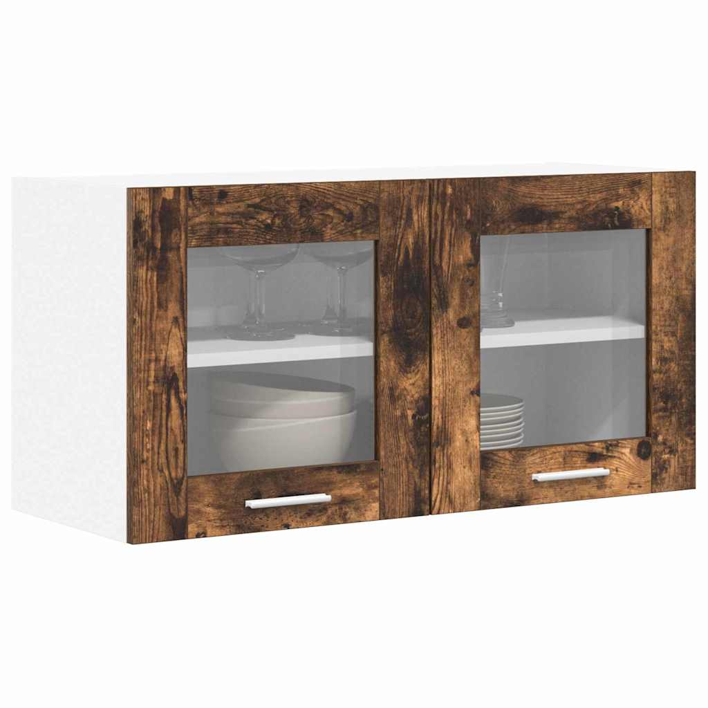 Hanging Cabinet Smoked Oak and White 80 x 31 x 40 cm