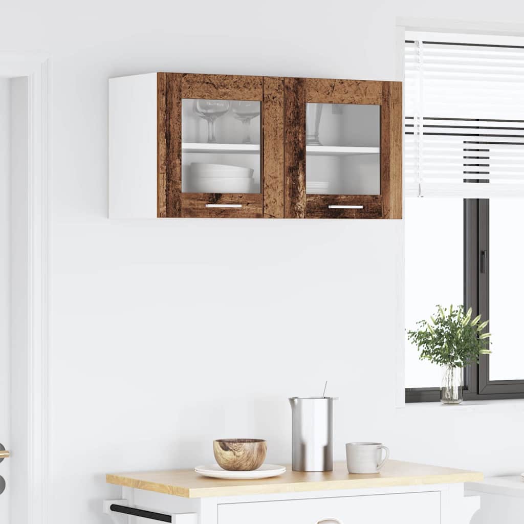 Hanging Cabinet Old Wood and White 80 x 31 x 40 cm
