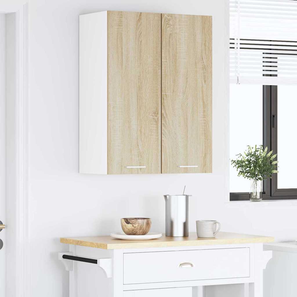Hanging Cabinet Sonoma Oak and White 30 x 31 x 80 cm