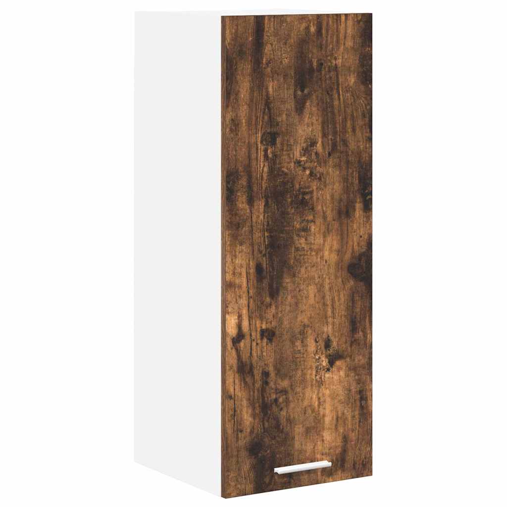 Hanging Cabinet with Door Smoked Oak and White 30 x 31 x 80 cm