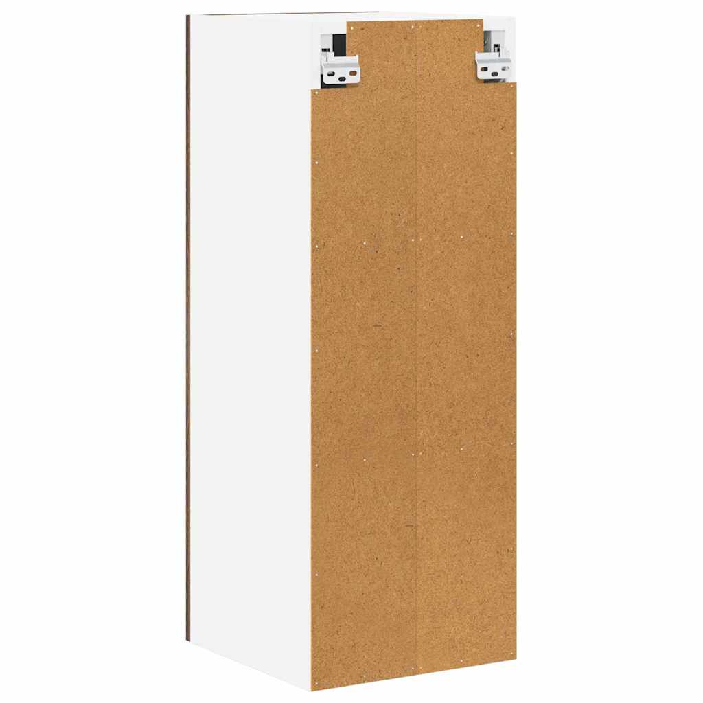 Hanging Cabinet with Door Smoked Oak and White 30 x 31 x 80 cm