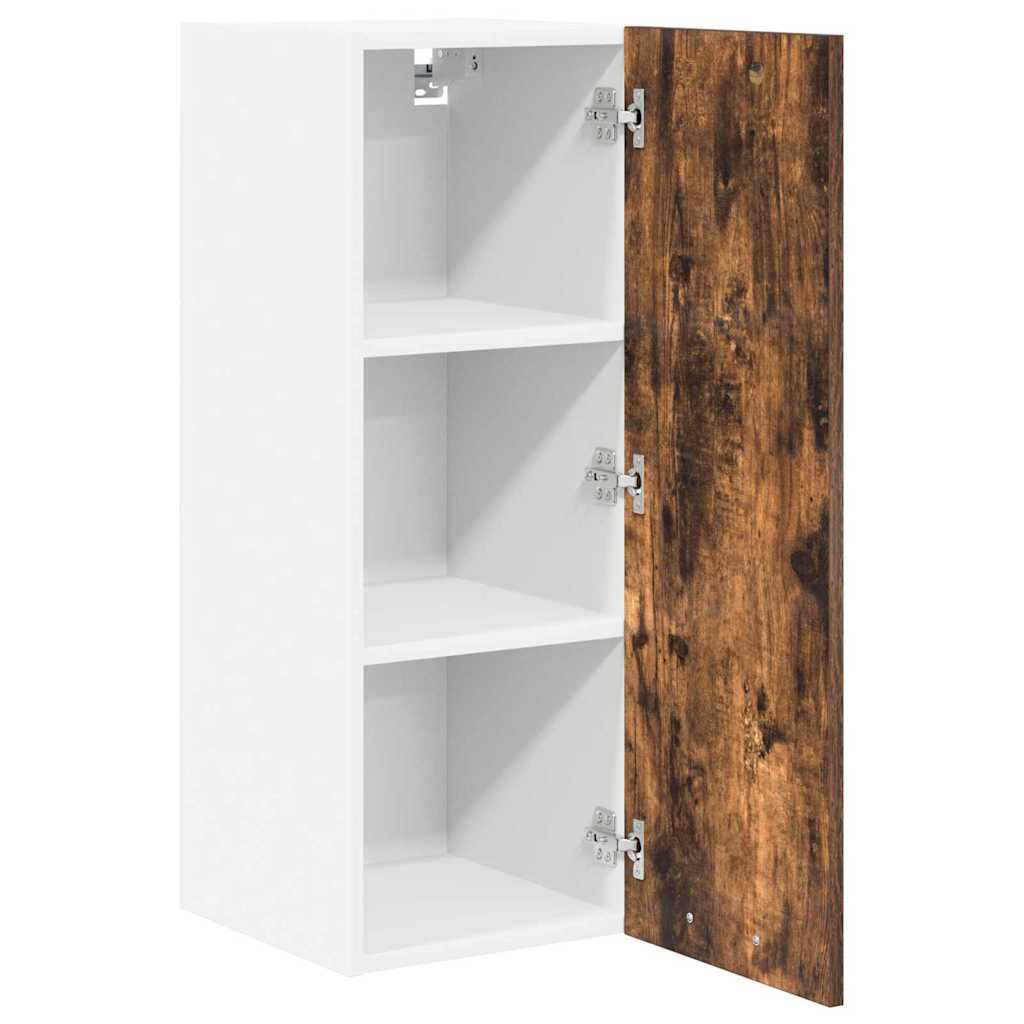 Hanging Cabinet Riga 2 pcs Smoked Oak and White 30 x 31 x 80 cm