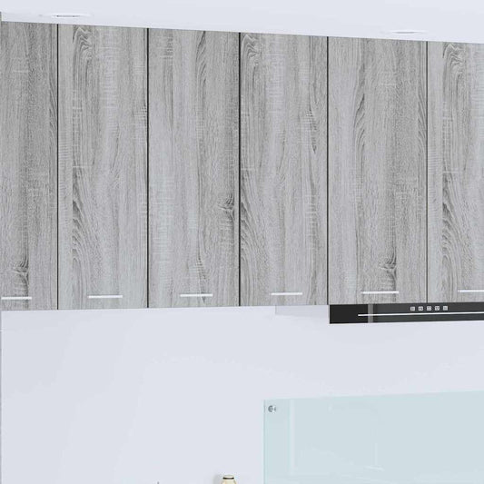 Hanging Cabinet with Door Grey Sonoma and White 30 x 31 x 80 cm
