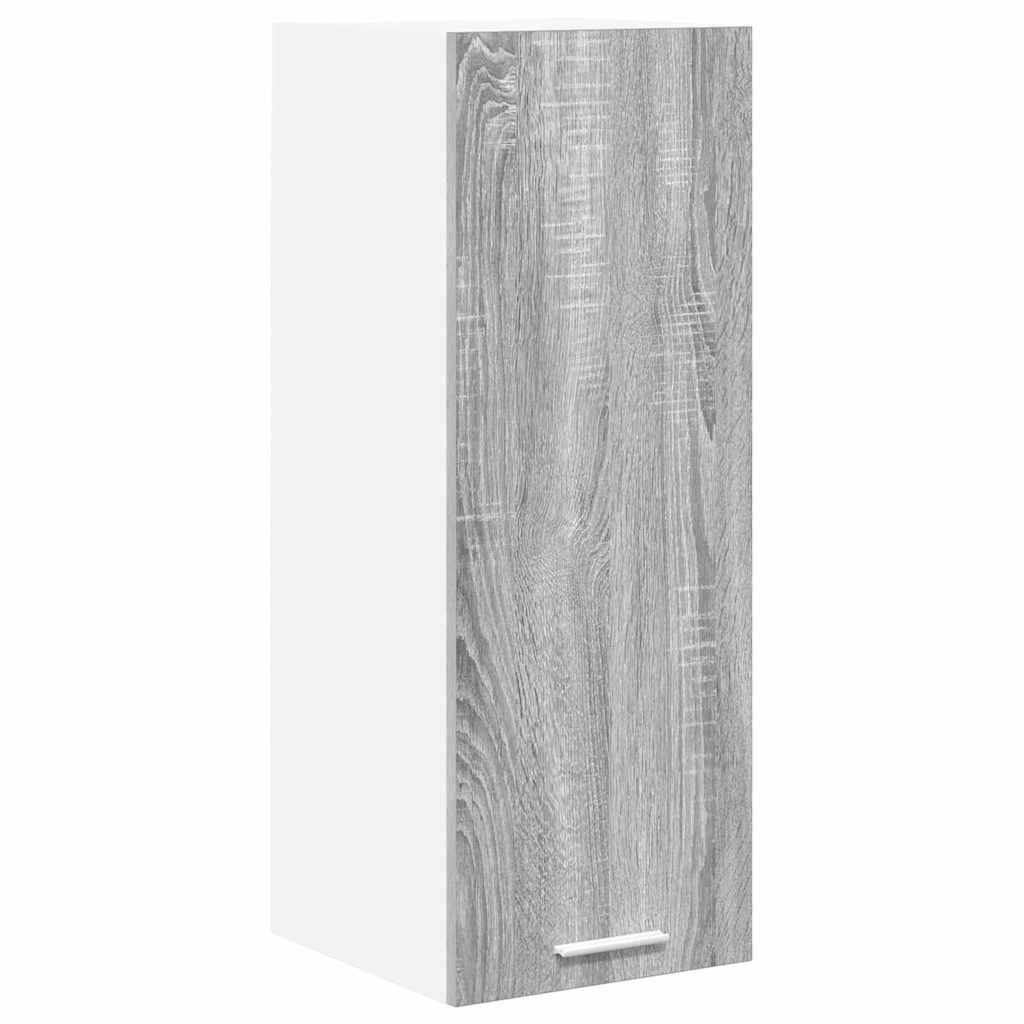 Hanging Cabinet with Door Grey Sonoma and White 30 x 31 x 80 cm