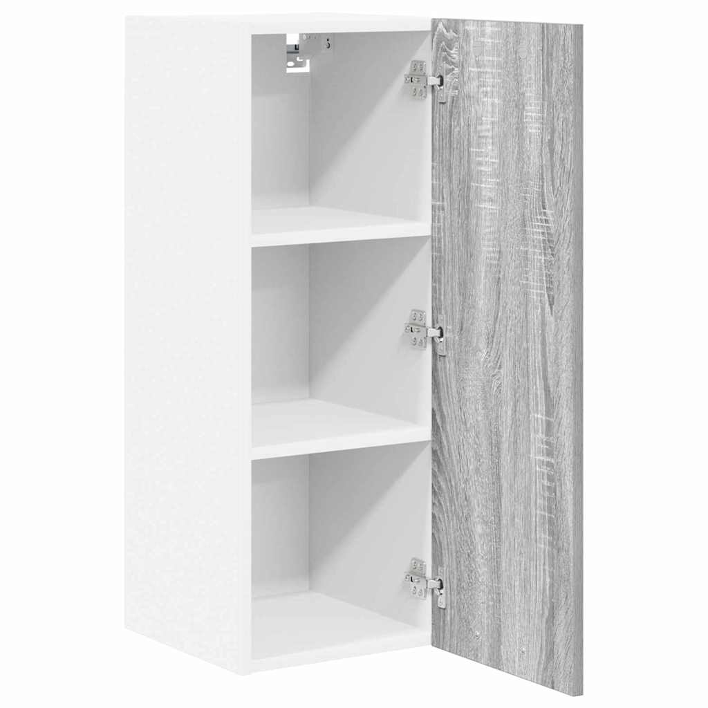 Hanging Cabinet with Door Grey Sonoma and White 30 x 31 x 80 cm