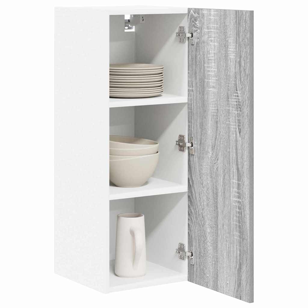 Hanging Cabinet with Door Grey Sonoma and White 30 x 31 x 80 cm