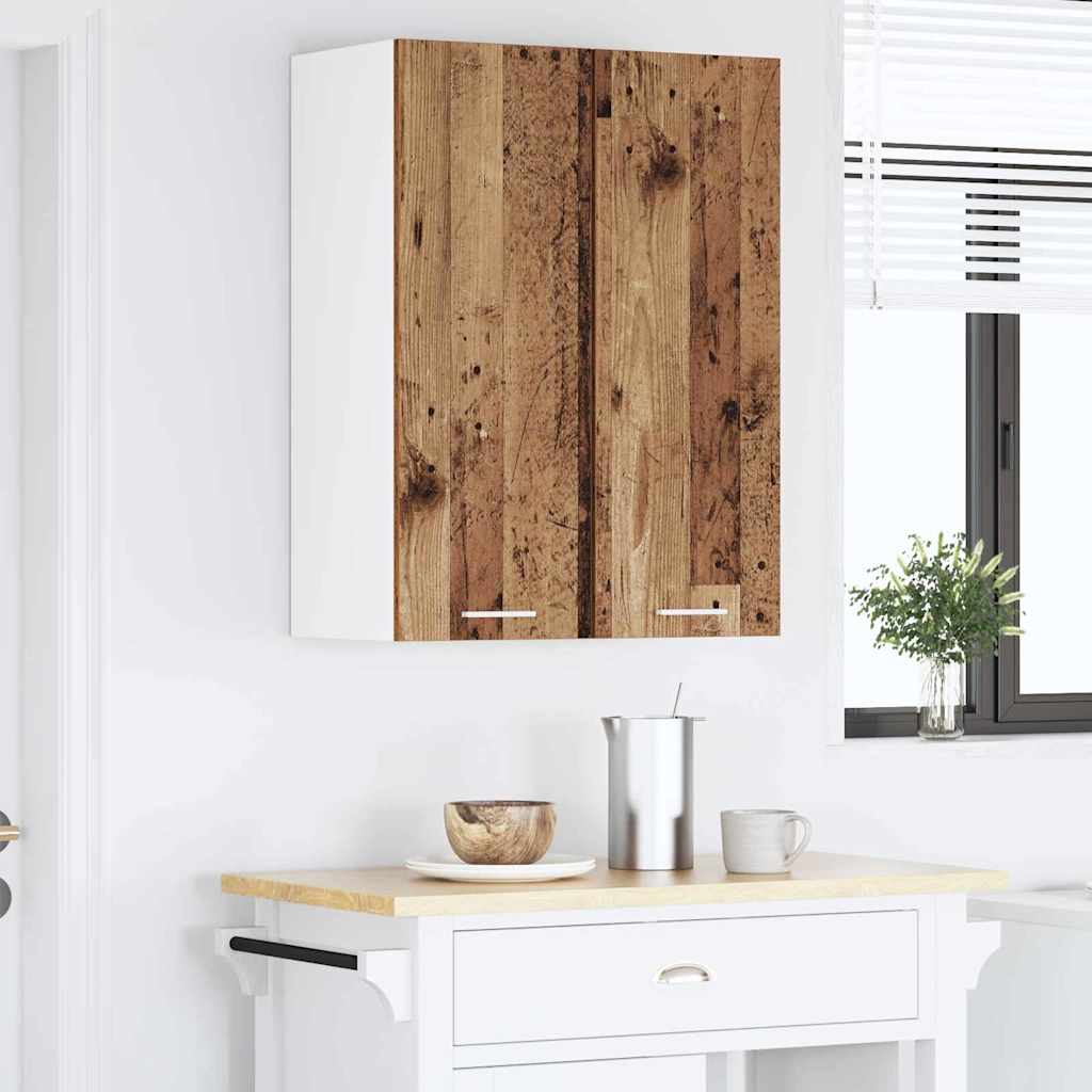 Hanging Cabinet with Storage Old Wood and White 30 x 31 x 80 cm
