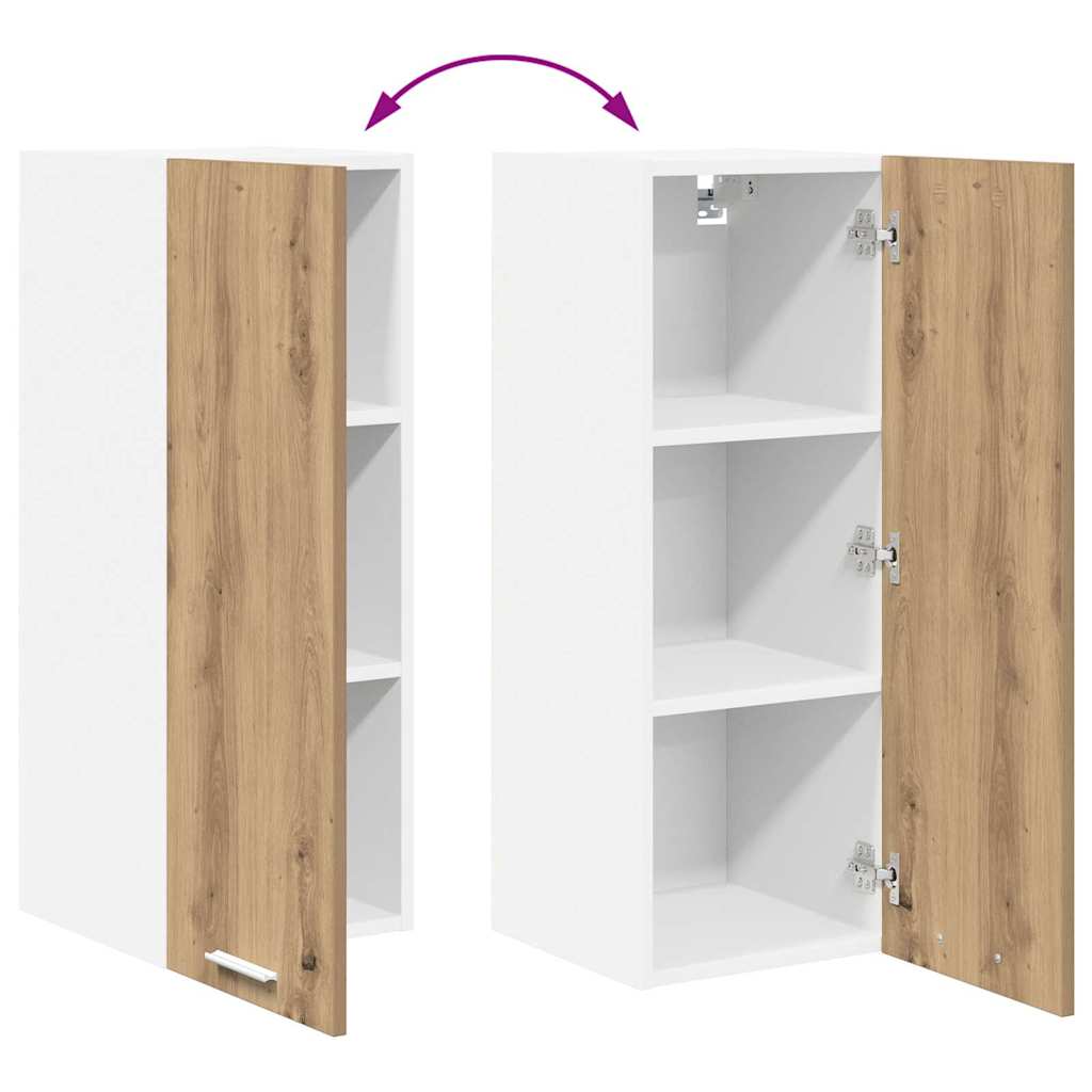 Hanging Cabinet with Door Artisan Oak and White 30 x 31 x 80 cm