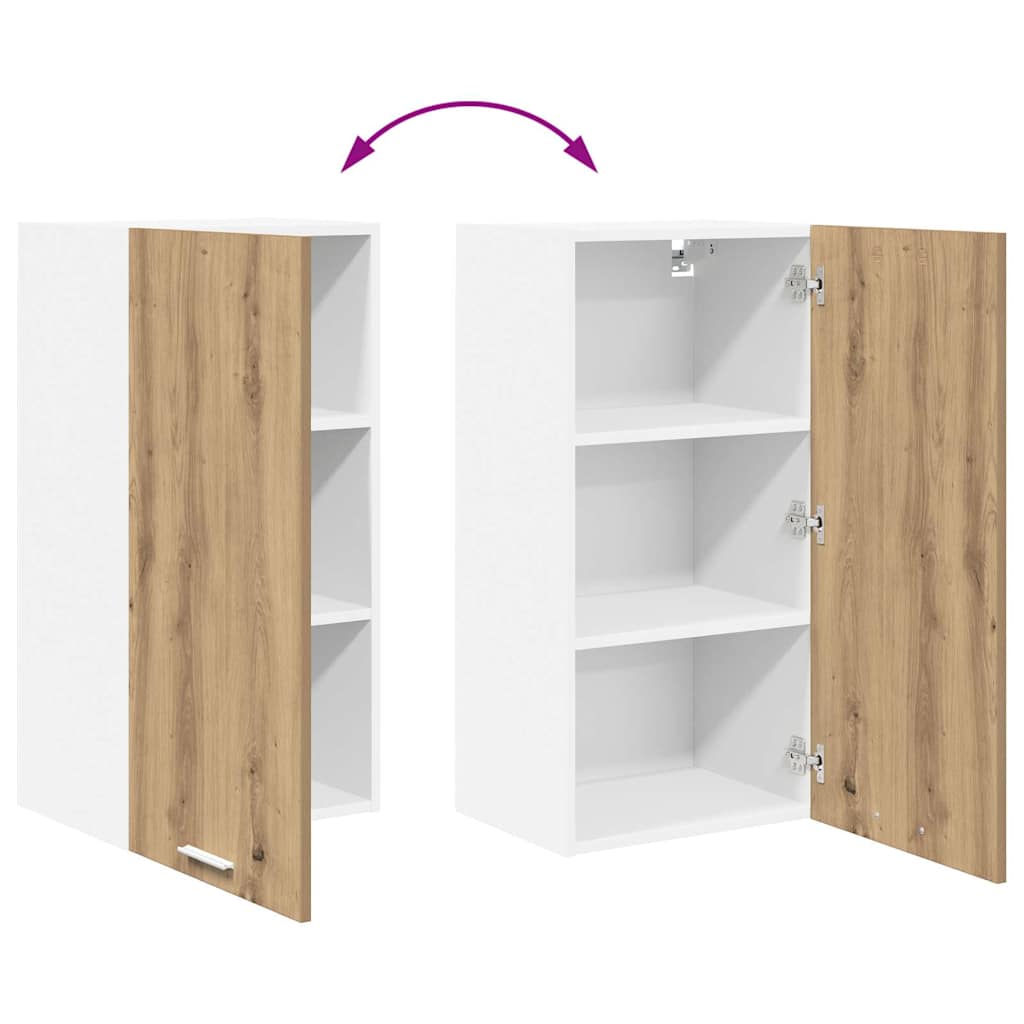 Hanging Cabinet with Door Artisan Oak and White 40 x 31 x 80 cm