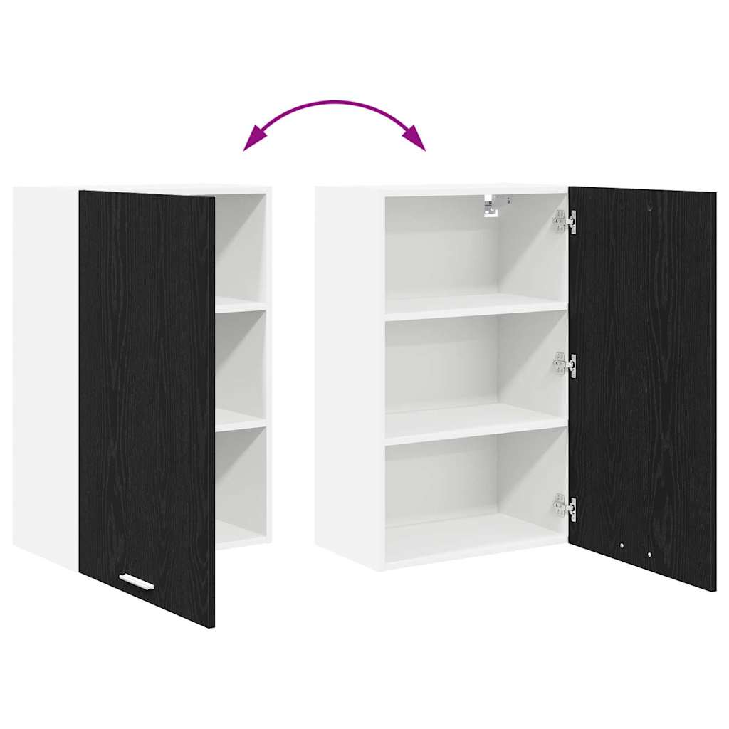 Hanging Cabinet with Door Black Oak and White 50 x 31 x 80 cm