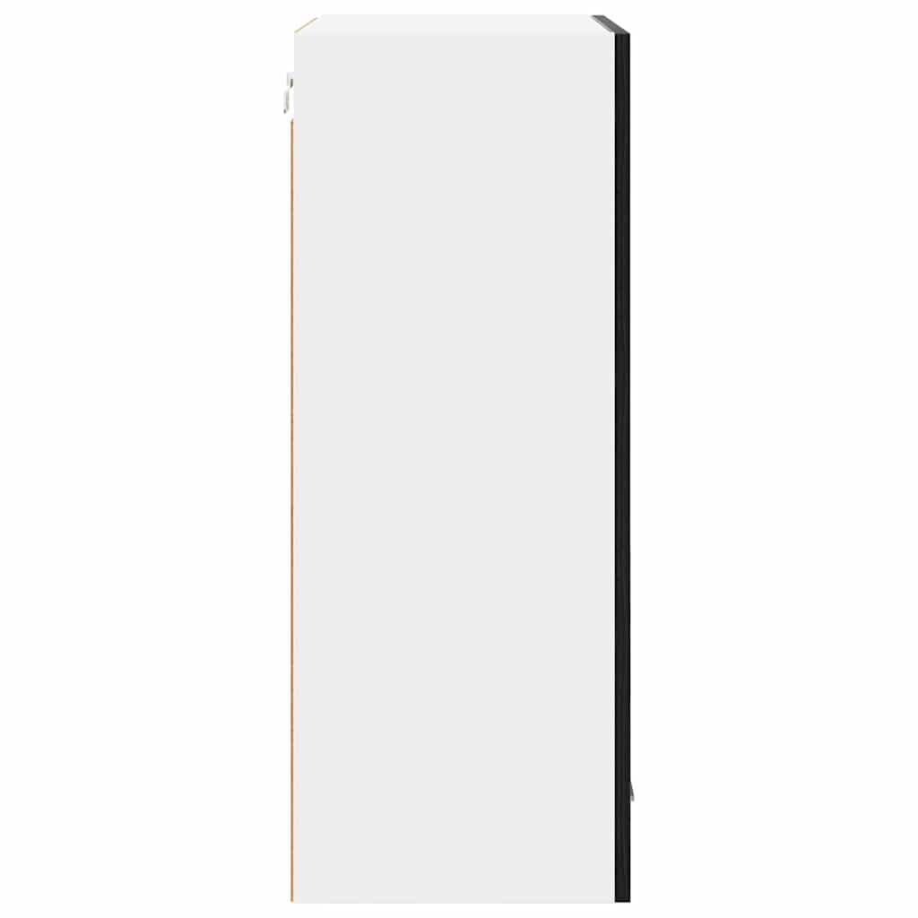 Hanging Cabinet with Door Black Oak and White 50 x 31 x 80 cm