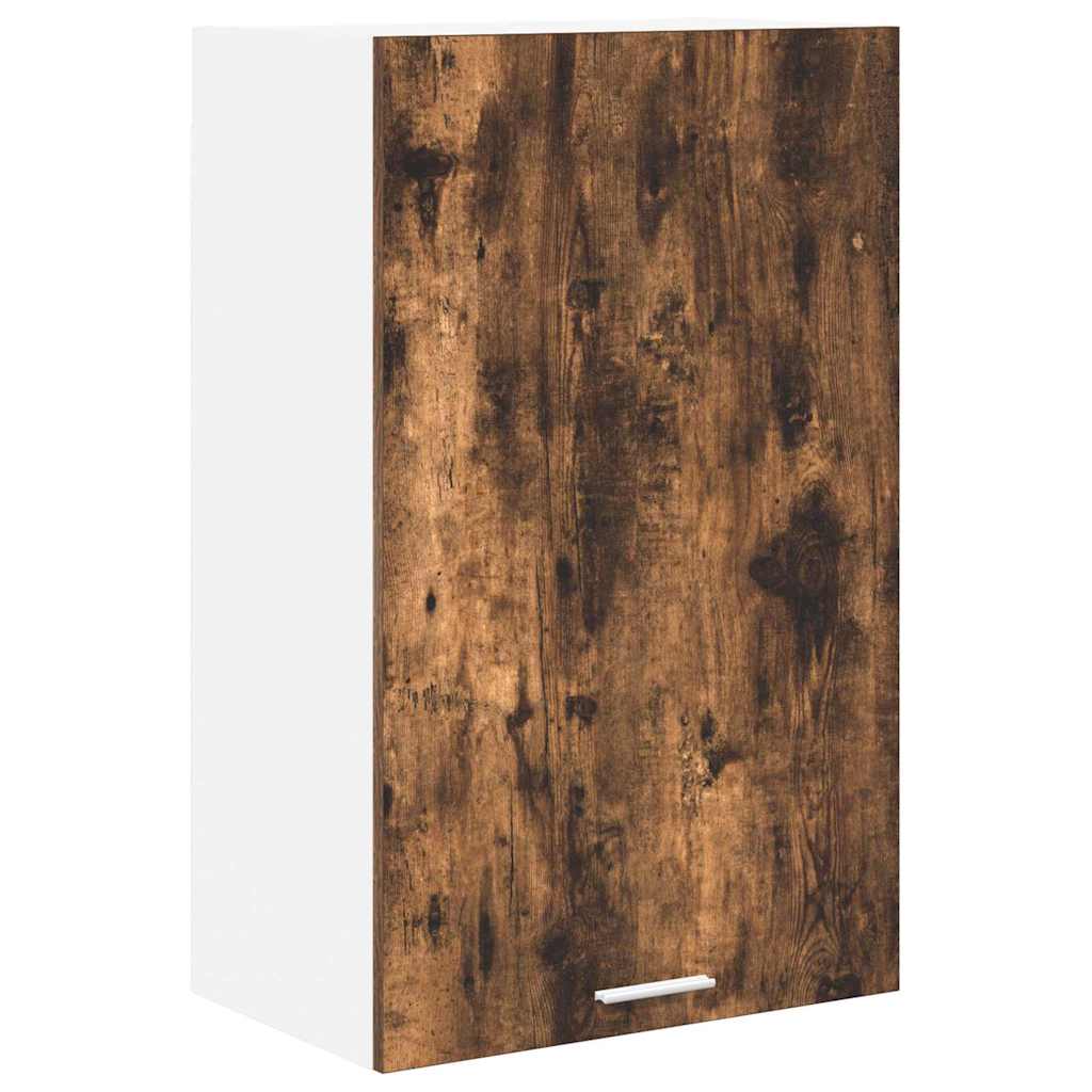 Hanging Cabinet with Door Smoked Oak and White 50 x 31 x 80 cm