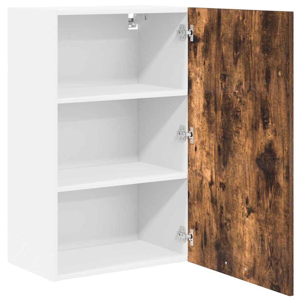 Hanging Cabinet with Door Smoked Oak and White 50 x 31 x 80 cm
