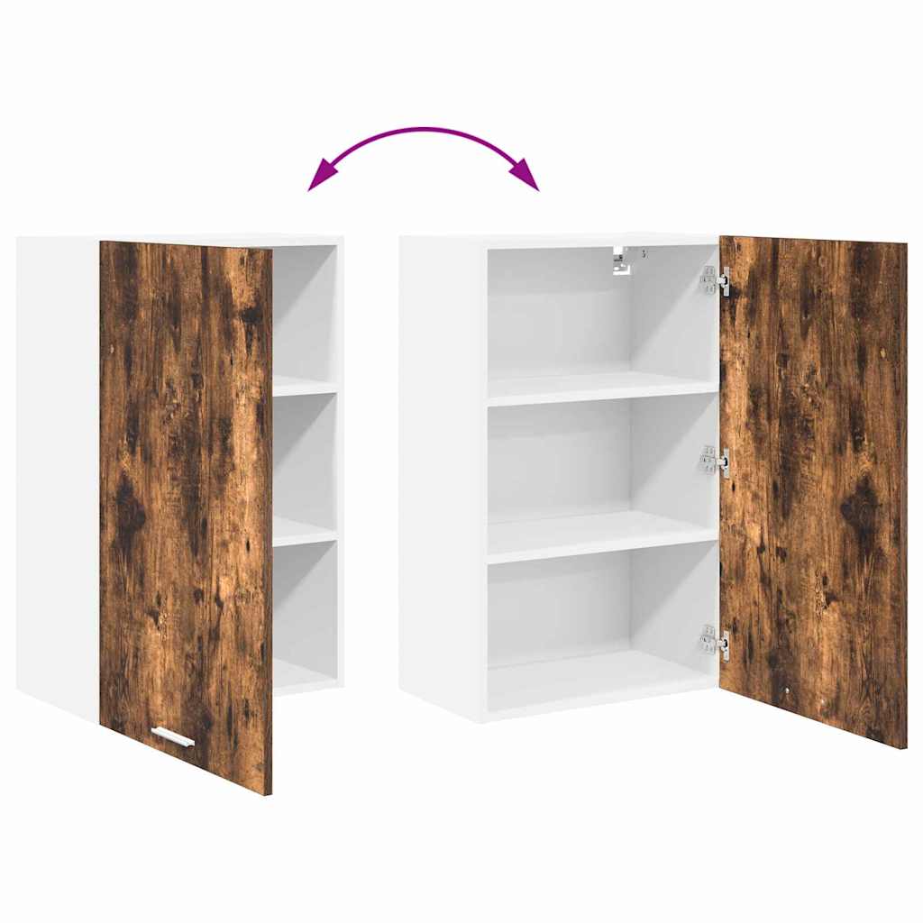 Hanging Cabinet with Door Smoked Oak and White 50 x 31 x 80 cm