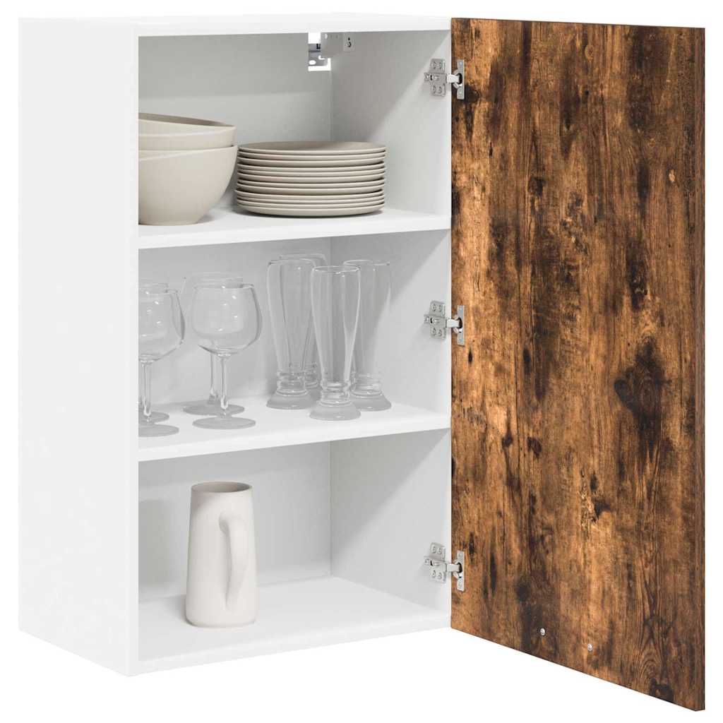 Hanging Cabinet with Door Smoked Oak and White 50 x 31 x 80 cm