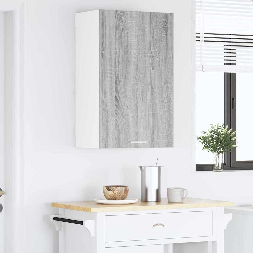 Hanging Cabinet with Door Grey Sonoma and White 50 x 31 x 80 cm