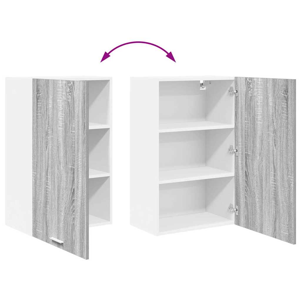 Hanging Cabinet with Door Grey Sonoma and White 50 x 31 x 80 cm