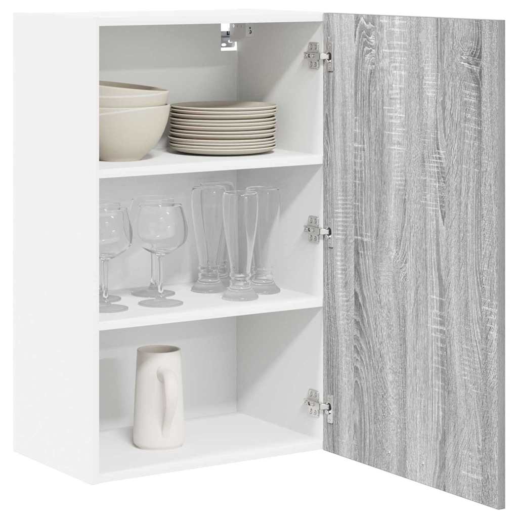 Hanging Cabinet with Door Grey Sonoma and White 50 x 31 x 80 cm