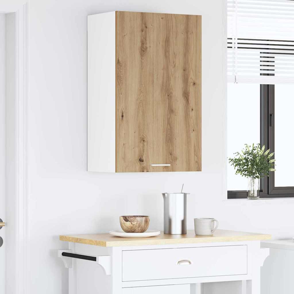 Hanging Cabinet with Door Artisan Oak and White 50 x 31 x 80 cm