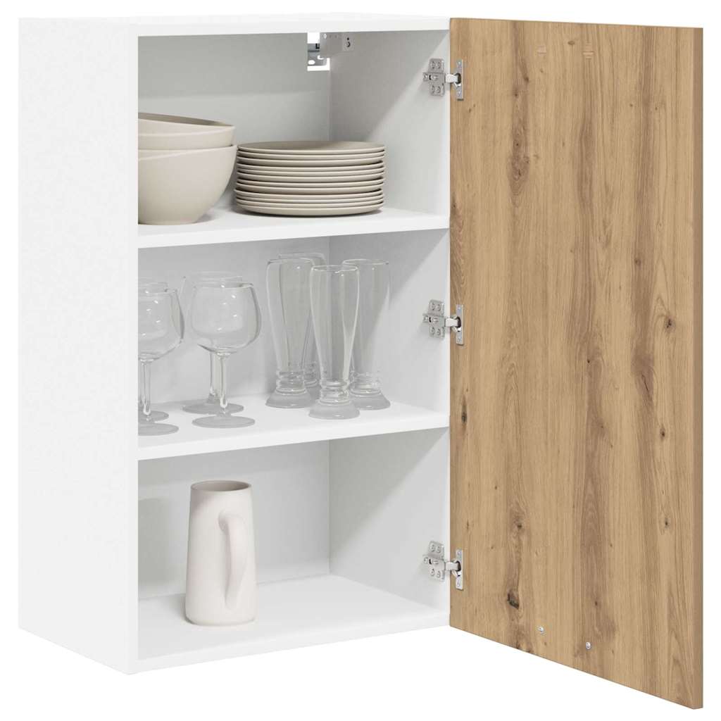 Hanging Cabinet with Door Artisan Oak and White 50 x 31 x 80 cm