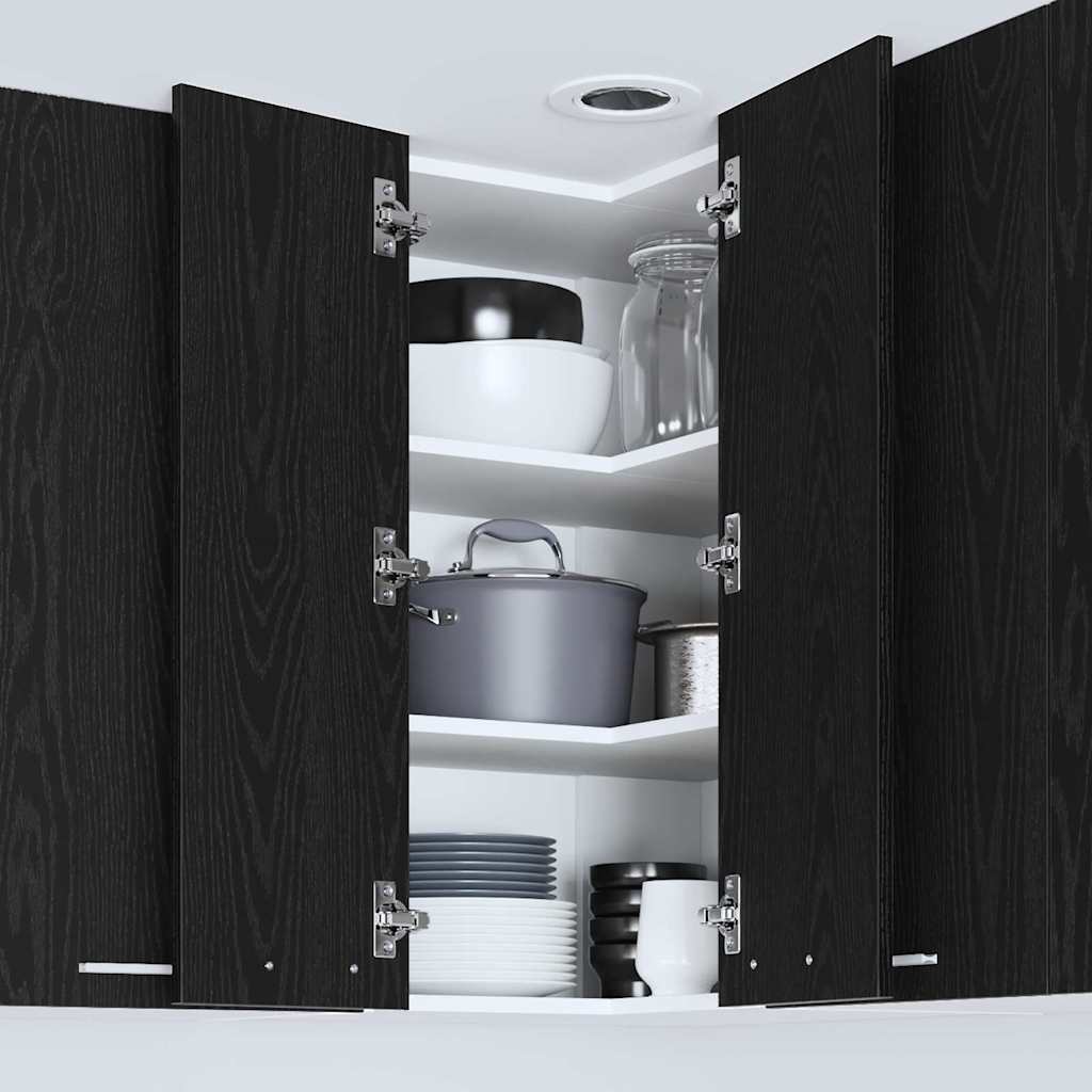 Hanging Cabinet Black Oak and White 57 x 57 x 80 cm