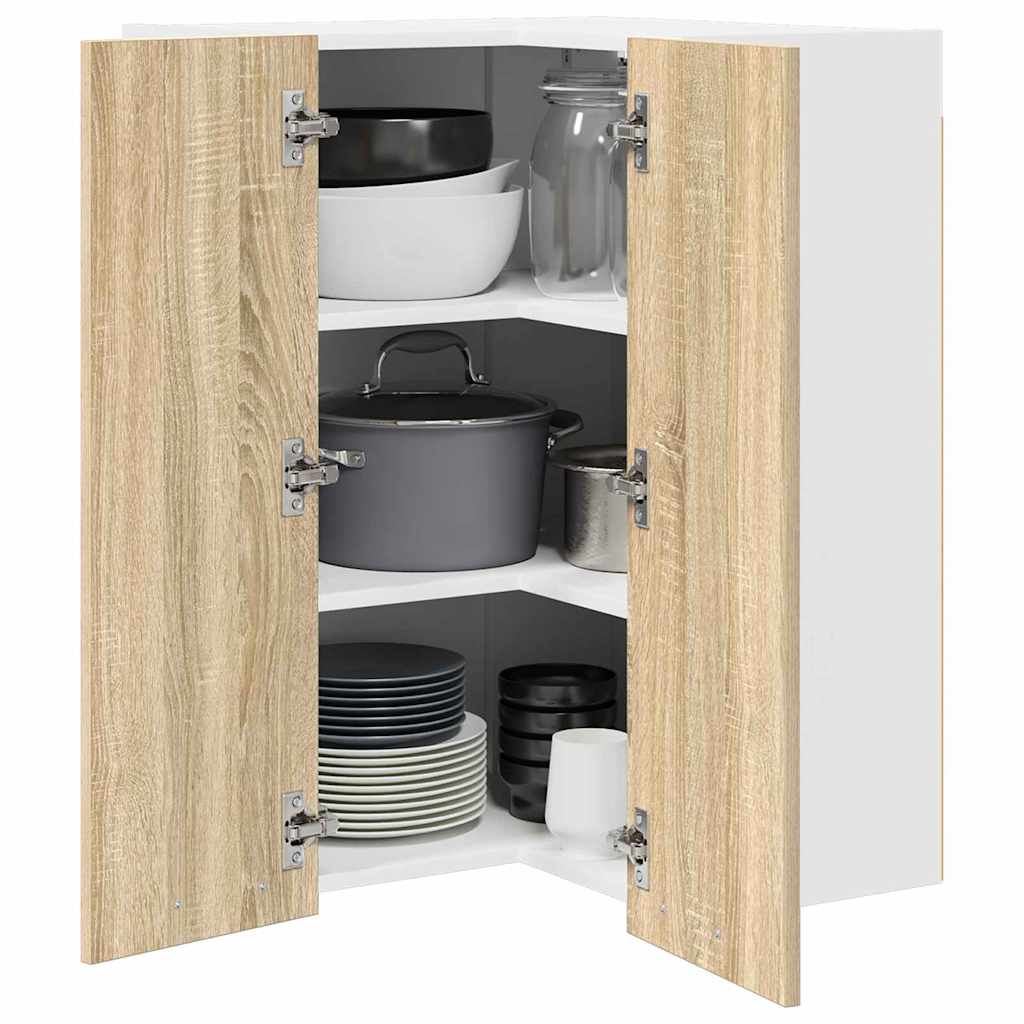 Hanging Cabinet Sonoma Oak and White 57 x 57 x 80 cm