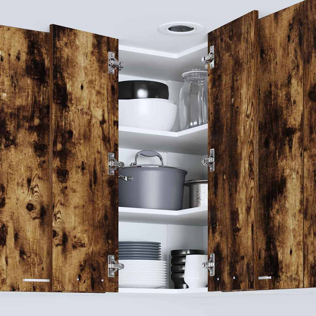 Hanging Cabinet Smoked Oak and White 57 x 57 x 80 cm
