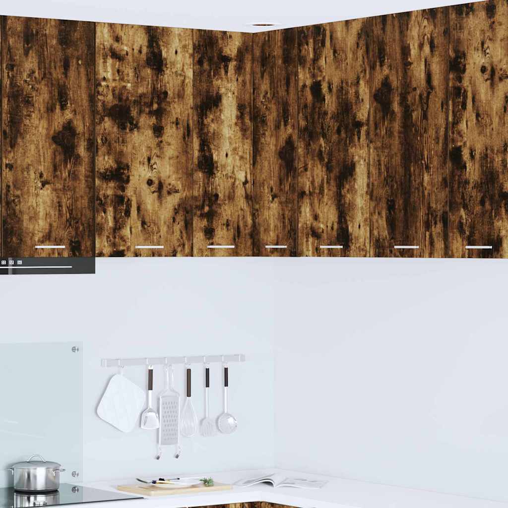 Hanging Cabinet Smoked Oak and White 57 x 57 x 80 cm