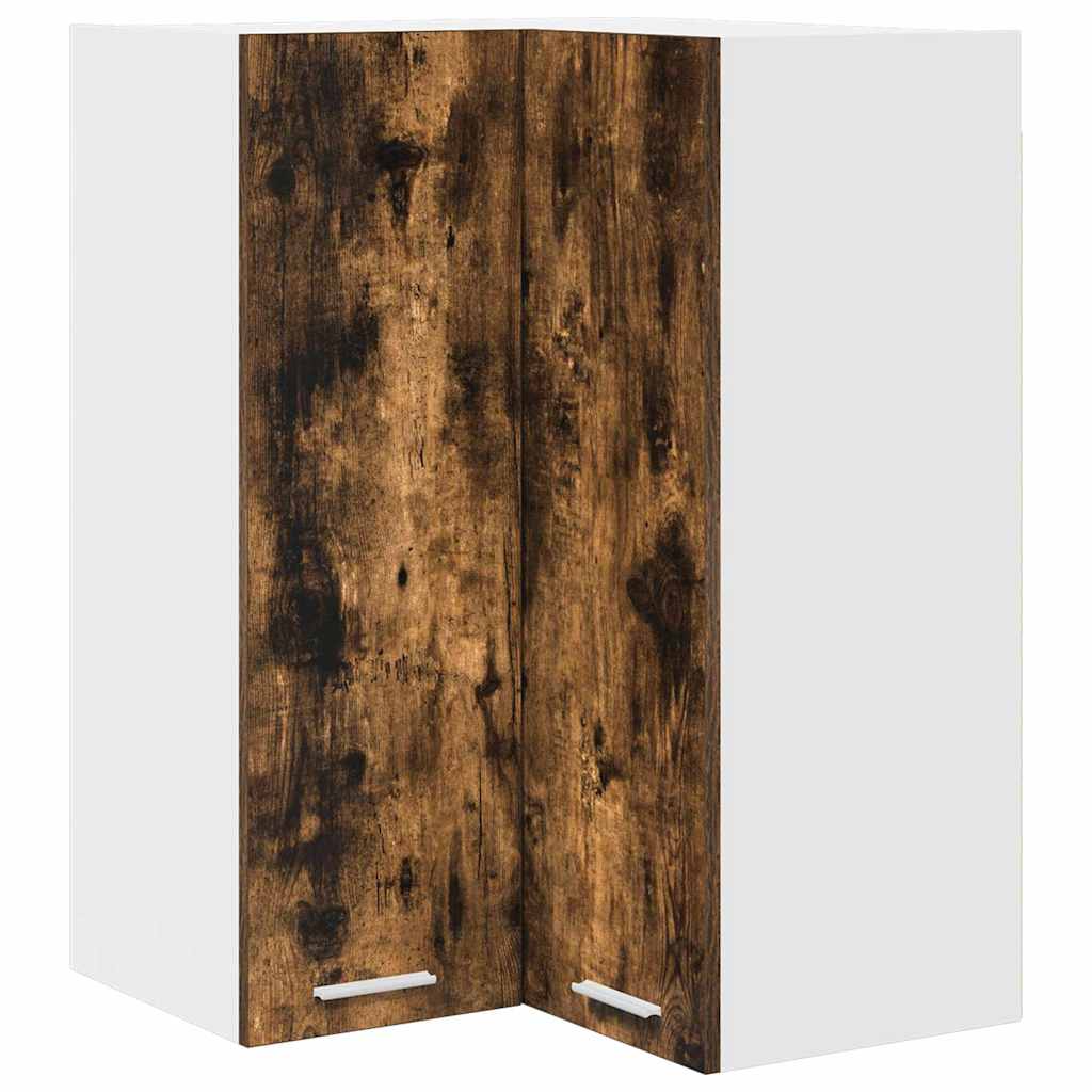 Hanging Cabinet Smoked Oak and White 57 x 57 x 80 cm