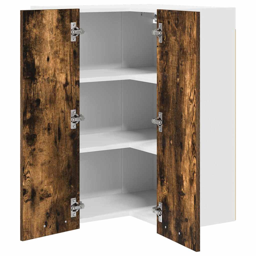 Hanging Cabinet Smoked Oak and White 57 x 57 x 80 cm