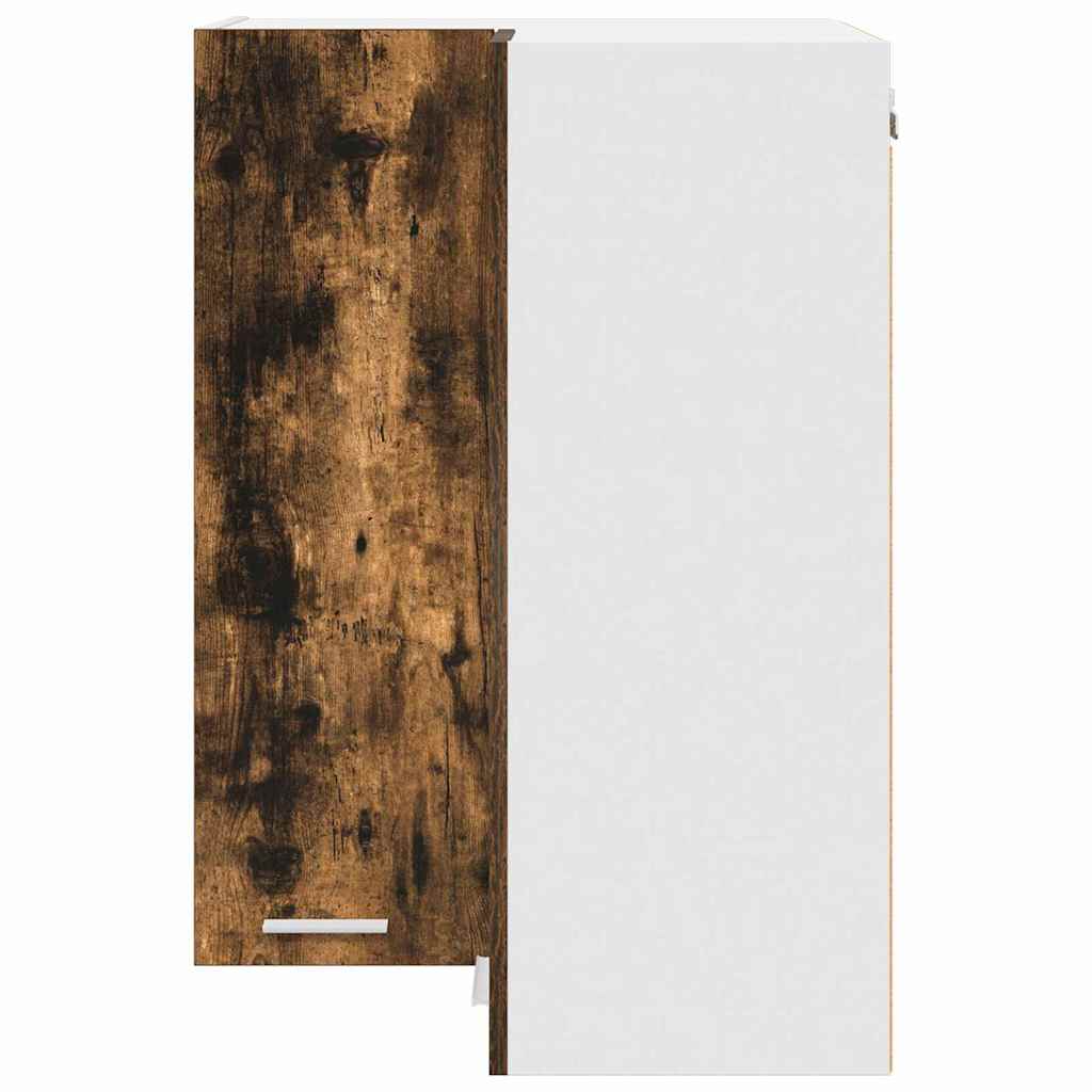 Hanging Cabinet Smoked Oak and White 57 x 57 x 80 cm