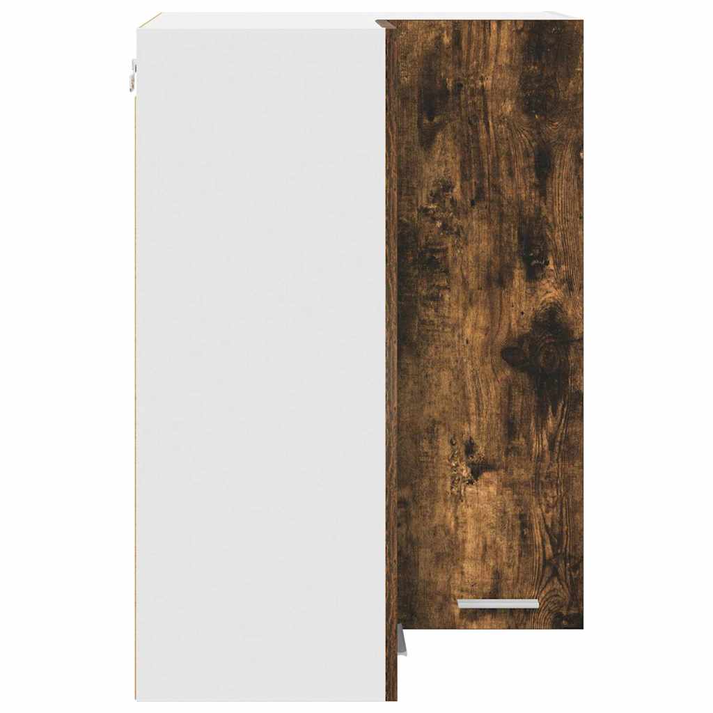 Hanging Cabinet Smoked Oak and White 57 x 57 x 80 cm
