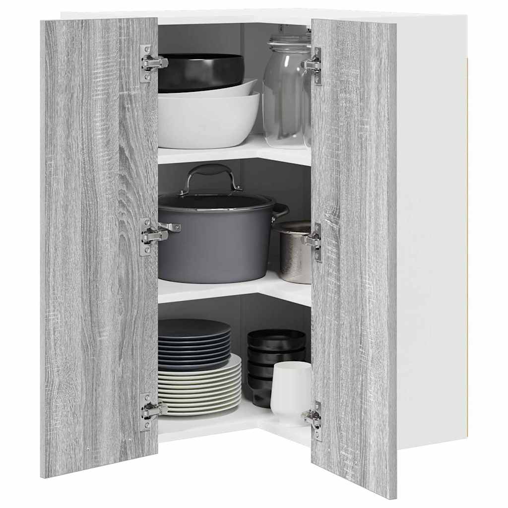 Hanging Cabinet Grey Sonoma and White 57 x 57 x 80 cm