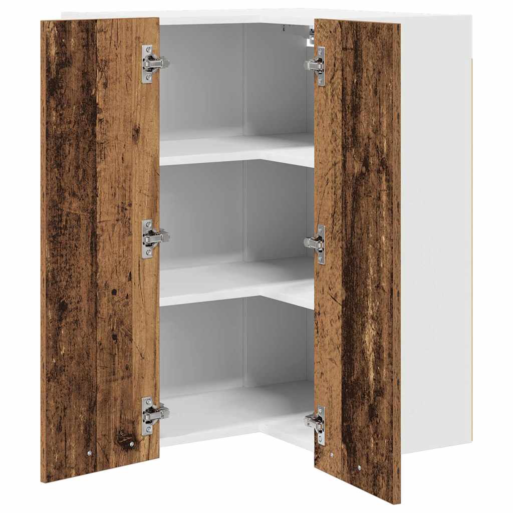 Hanging Cabinet Old Wood and White 57 x 57 x 80 cm