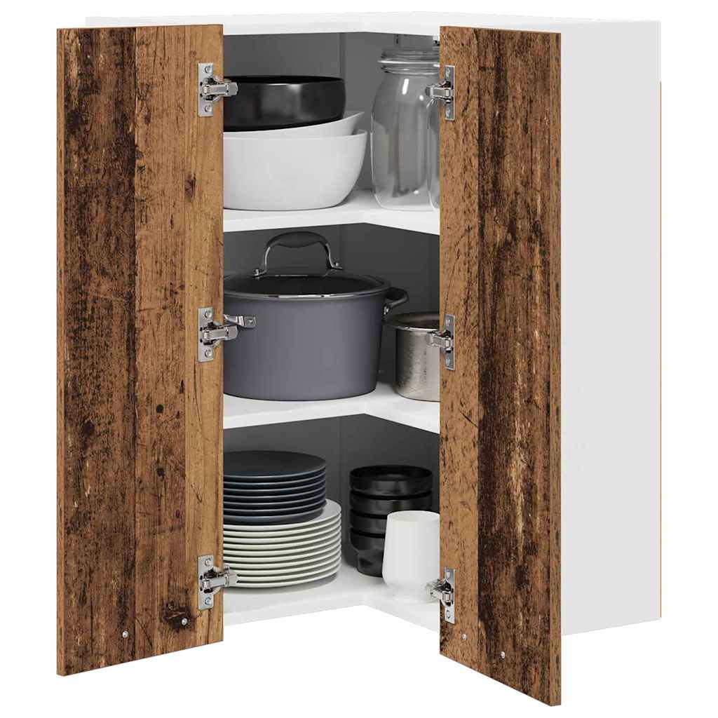 Hanging Cabinet with Storage Old Wood and White 57 x 57 x 80 cm