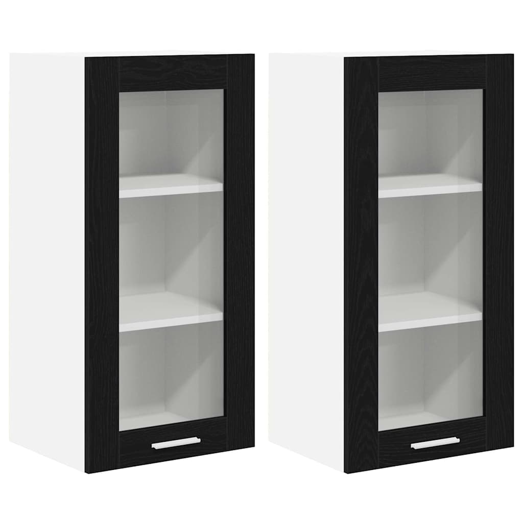 Hanging Cabinet 2 pcs Black Oak 40 x 31 x 80 cm Engineered Wood